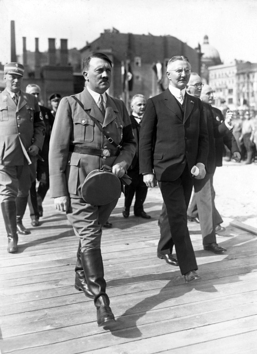 Adolf Hitler with Reichsbank President Hjalmar Schacht